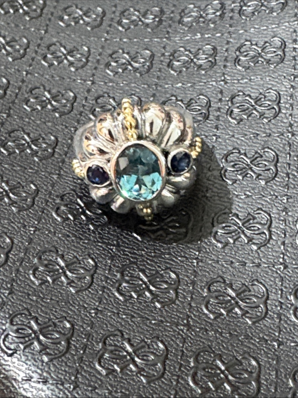 Lagos blue topaz/sapphire ring